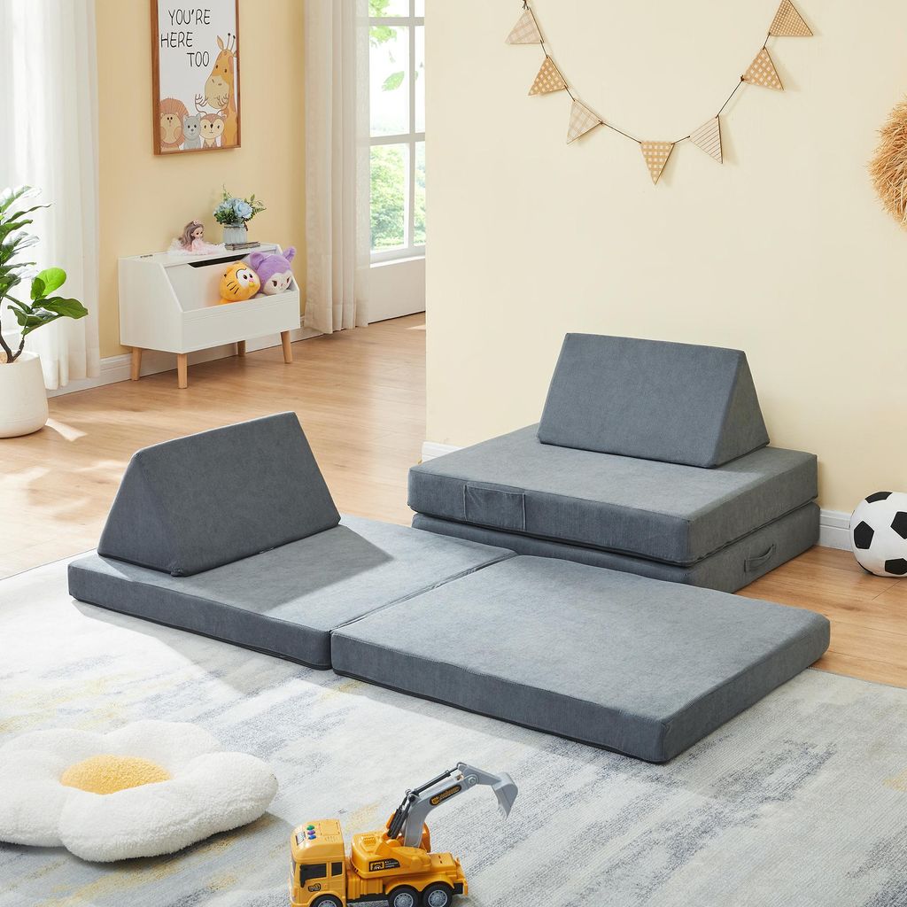 Spielsofa für Kinder 'Norhulta' 5-tlg. Schaumstoff 150 x 66 x 46 cm Cord Grau