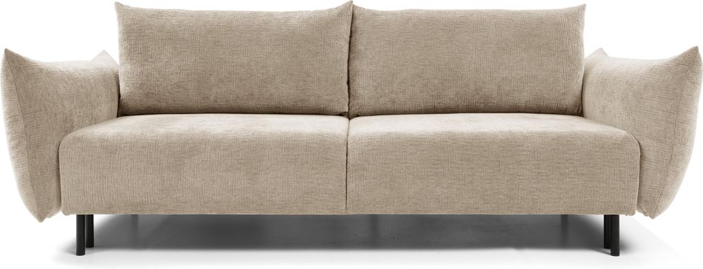 Sofa UNO mit Schlaffunktion, Schlafsofa, Wohnzimmersofa, Couch, Soffa, Bettsofa, Chenille-Stoff – Beige OVER THE HORIZON 08