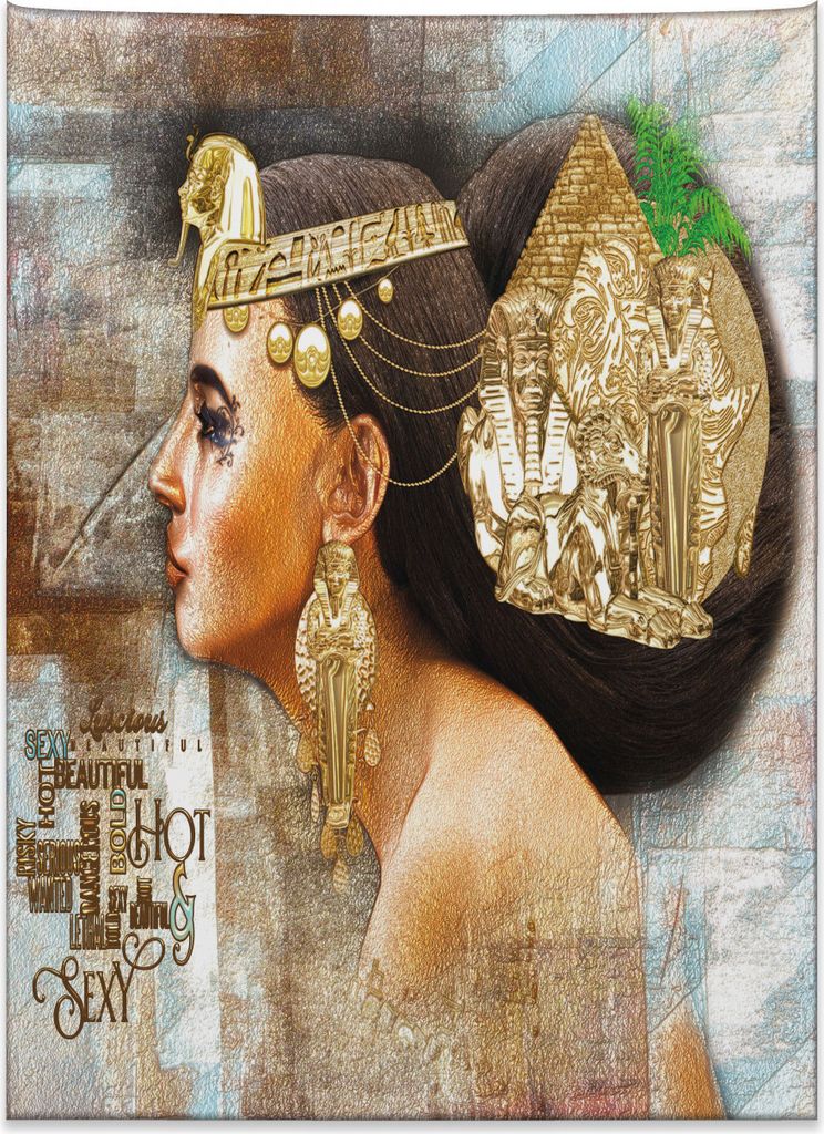 Abakuhaus ägyptisch Wandteppich, Königin Cleopatra Kunstvoll aus Weiches Mikrofaser Stoff Kein Verblassen Klare Farben Waschbar, 110 x 150 cm, Me...