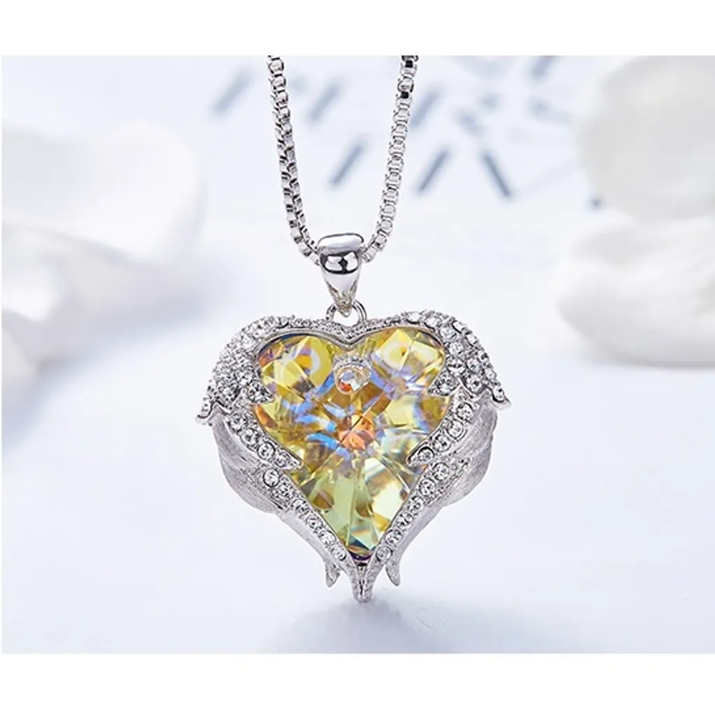 Ensemble Collier et Boucles d'Oreilles Argenté Jaune SWAROVSKI