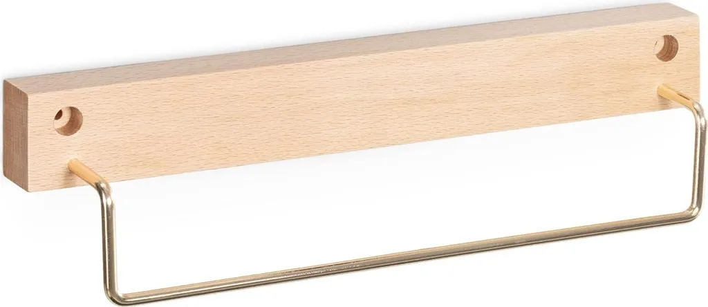 Porte-serviettes en bois marron 30 cm - Étagère murale salle de bain