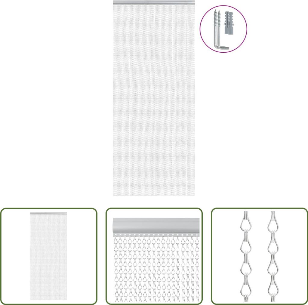 The Living Store Türvorhang aus Ketten 90x200 cm Aluminium