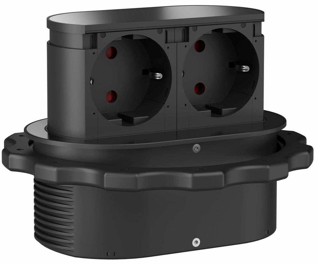 Einbausteckdose Küche 2-fach Küchensteckdose Piccolino IP44 versenkbar