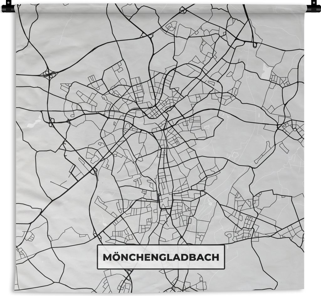 MuchoWow Wandteppich Wandbehang Karte - Deutschland - Mönchengladbach - Karte - Stadtplan 90x90 cm Tapisserie Dekoration Wandtuch - Wandaufhänger