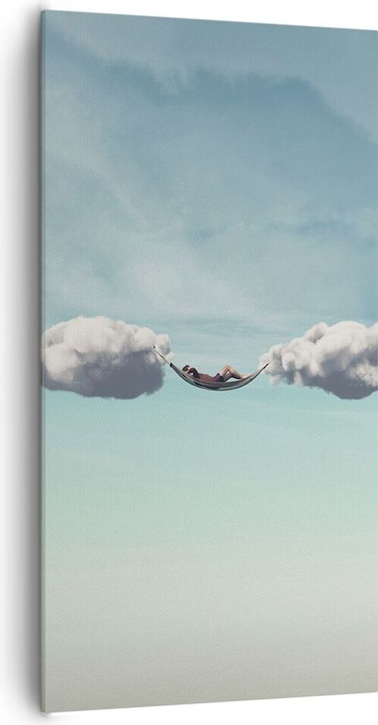 Bild auf Leinwand - Leinwandbild - Einteilig - Wolken Hängematte Ruhe - 65x120cm - Wand Bild - Wanddeko - Wandbilder - Leinwanddruck - Bilder - Wa...