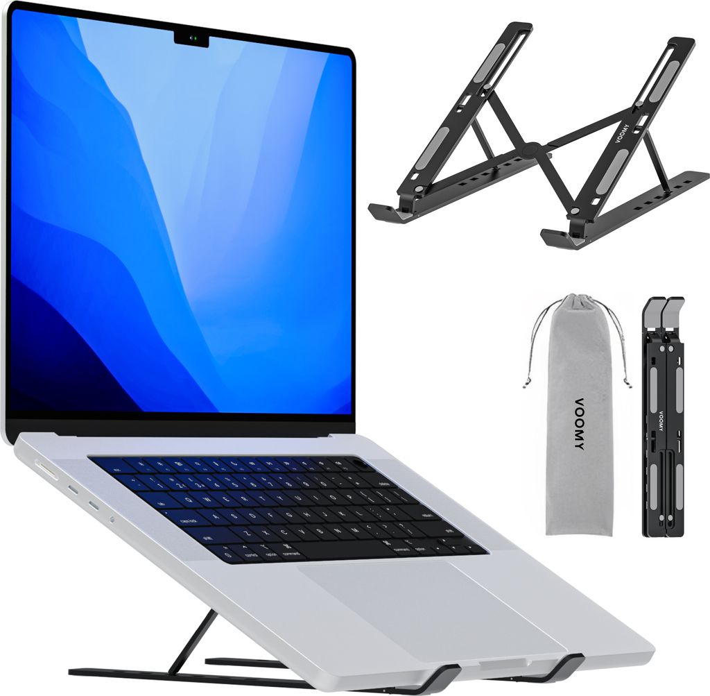 VOOMY Laptop Ständer Höhenverstellbar - Halterung aus Recyceltem Aluminium - Für MacBook, Lenovo, Büro Gadgets, Gaming Laptops 15 bis 17+ Zoll ...
