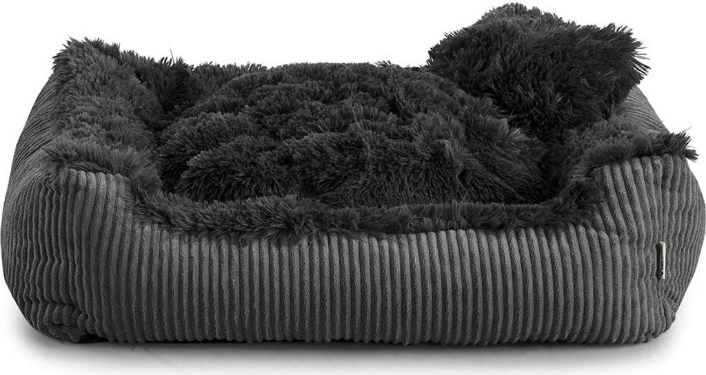Hundebett Shaggy – Weiches, waschbares Hundekissen für kleine Hunde mit Farb- und Größenwahl (XL - 100x75, Schwarz)