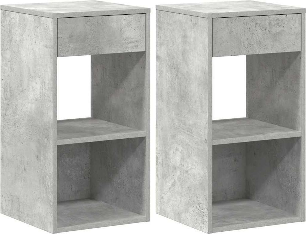 Nachttische mit Schublade 2 Stk. Betongrau 35x34x66,5 cm