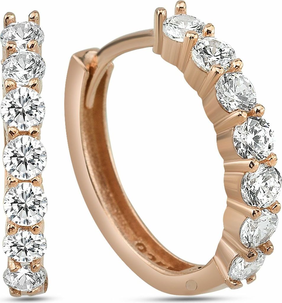 Dkeniz Ohrringe 925/- Sterling Silber 2,0cm rot Zirkonia weiß 145210005