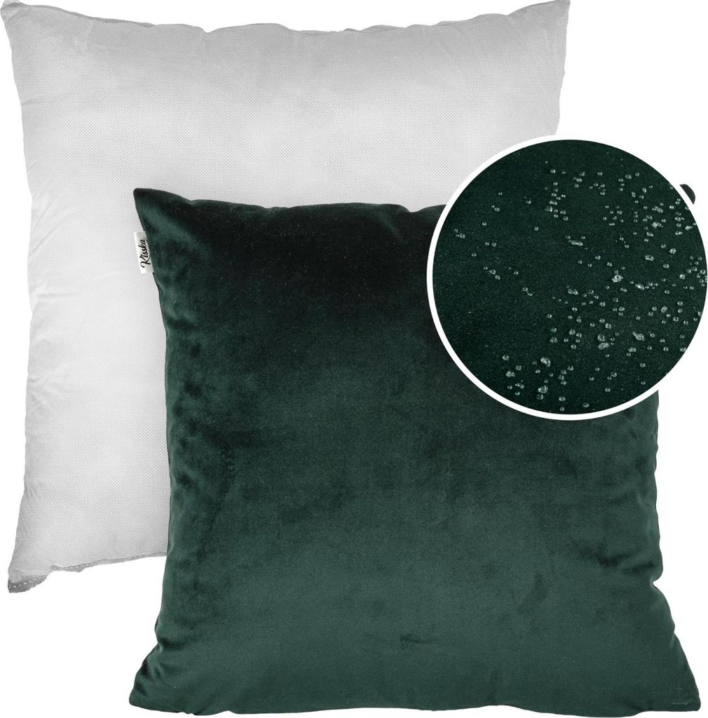 Dekokissen 40x40cm Kissenhülle mit Füllung Kissenbezug mit Reißverschluss Einfarbig Samt Uni Smaragdgrün