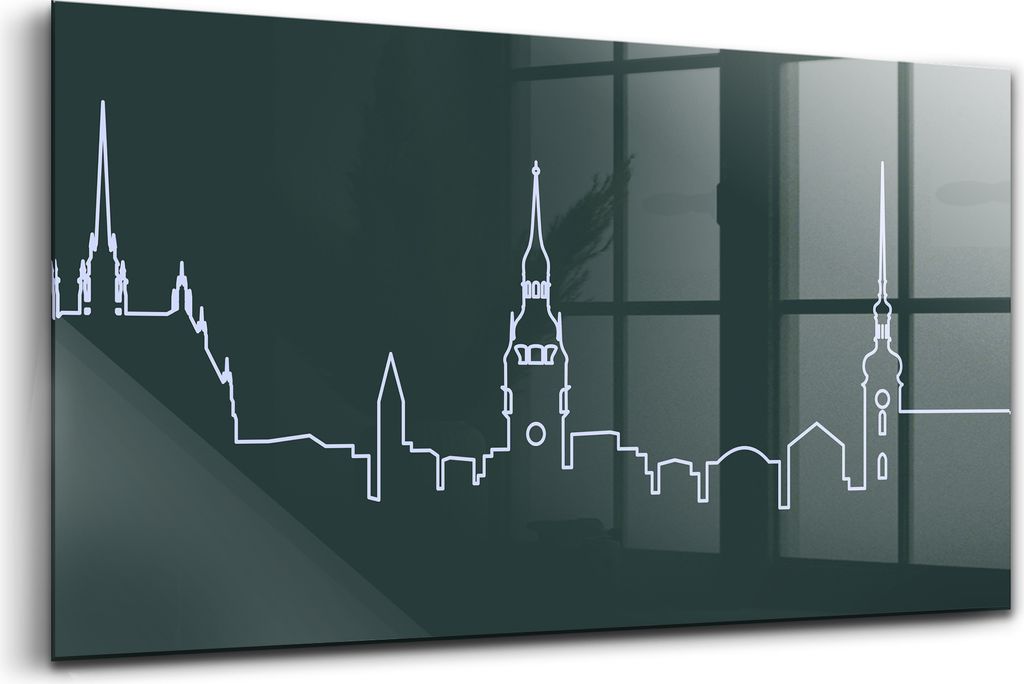 Bilder auf glas - Einteilig - Wanddekoration - Glas Bilder - 120x60 - Strichzeichnung der Stadt Brünn