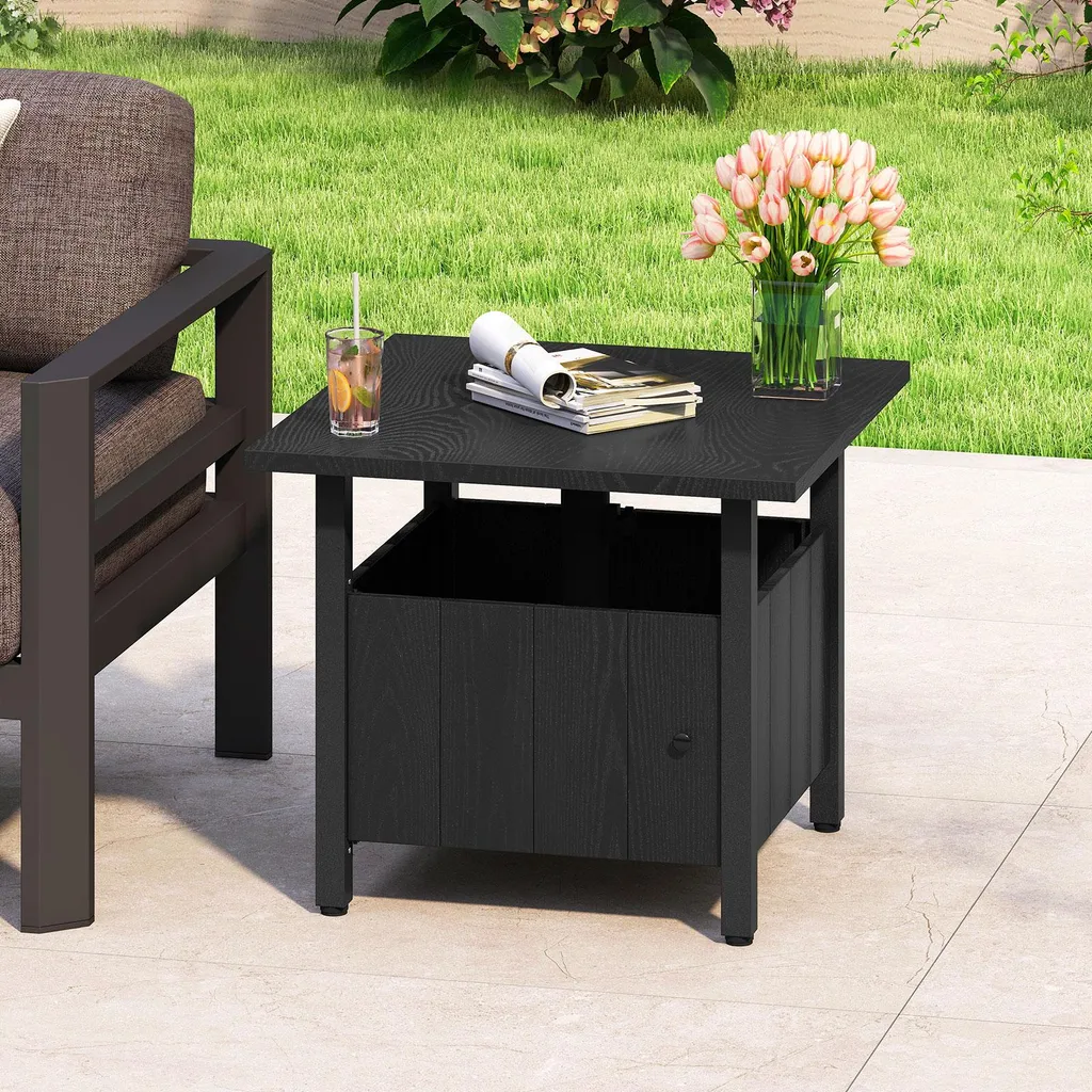 Table Basse Extérieure Résistante aux Intempéries avec Pied de Parasol - 2