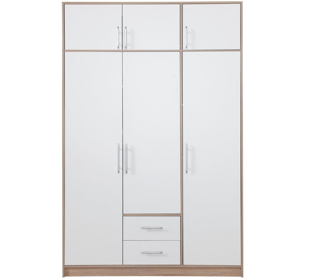 Marmex Garderobenschrank mit Schrankaufsatz SMART 2N weiß+Eiche sonoma 150x230x56 cm