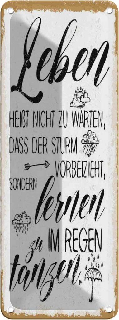 vianmo Blechschild 27x10 cm Leben nicht warten Sturm vorbei Spruch Zitat