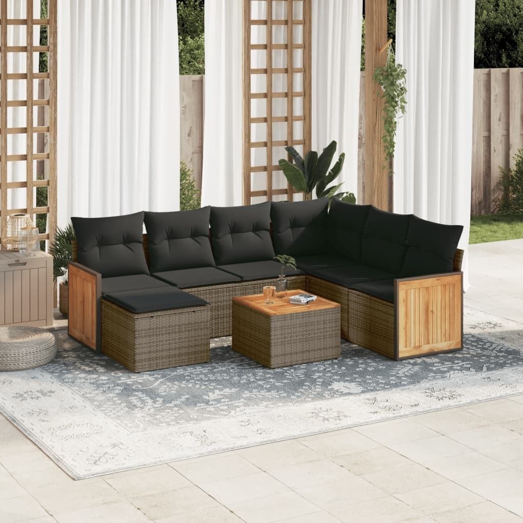 Maison Exclusive - 8-tlg. Garten-Sofagarnitur mit Kissen Grau Poly Rattan