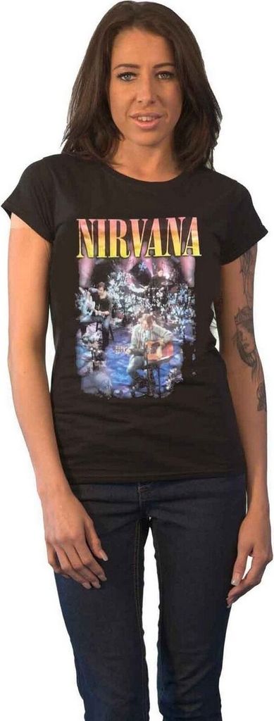 Nirvana - "Unplugged" T-Shirt für Damen RO2958 (36 DE) (Schwarz)