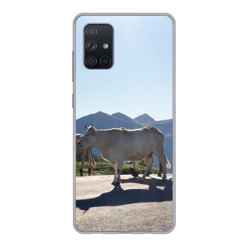MuchoWow Handyhülle Schutzhülle Hülle für Samsung Galaxy A51 Schottische Highlander - Licht - Berge - Natur Silikon Softcase Handy Hülle - S...