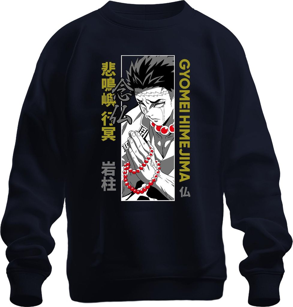 Kimetsu no Yaiba Gyomei Himejima Hashira Gebetsperlen Geschenk Uni Sweatshirt Pullover, Navy, XL