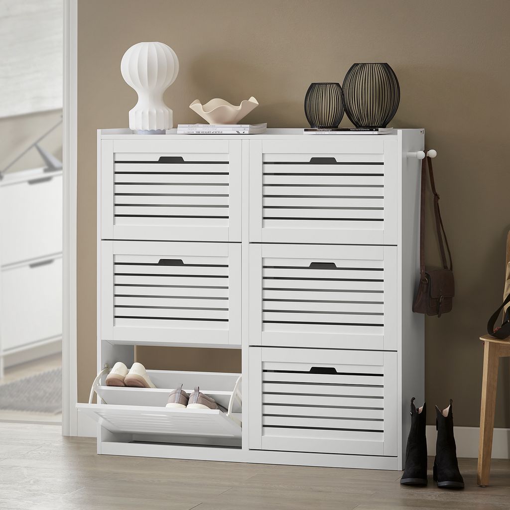 SoBuy FSR145-W Armoire à chaussures avec 6 abattants Image du produit 