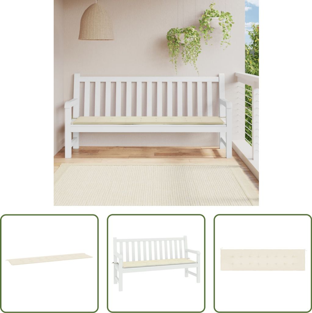 The Living Store Gartenbank-Auflage Creme 200x50x3 cm Oxford-Gewebe