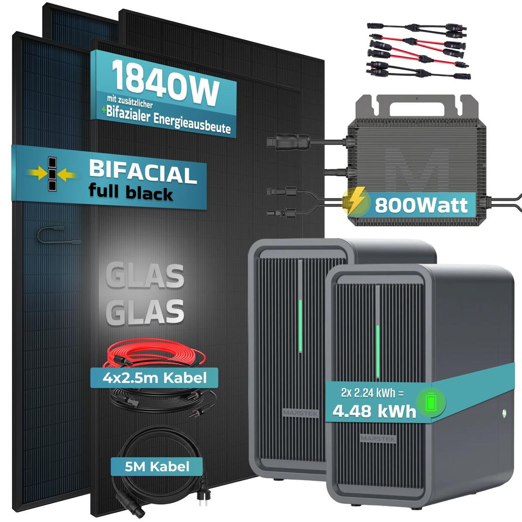 SUNNIVA® 1840W Balkonkraftwerk mit 4.48 kWh Speicher Produktbild 