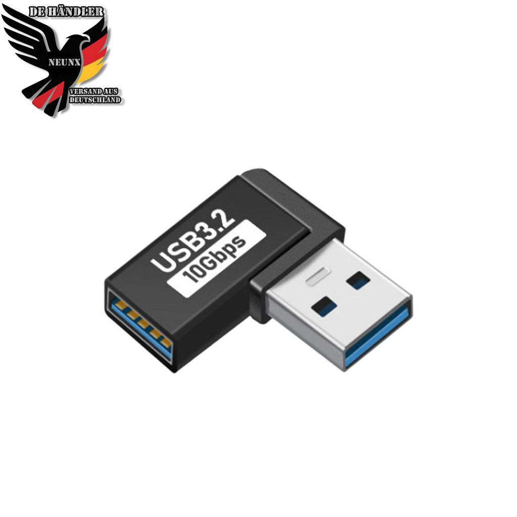 USB A Stecker auf USB A Buchse Adapter Winkelstecker 90° Produktbild 