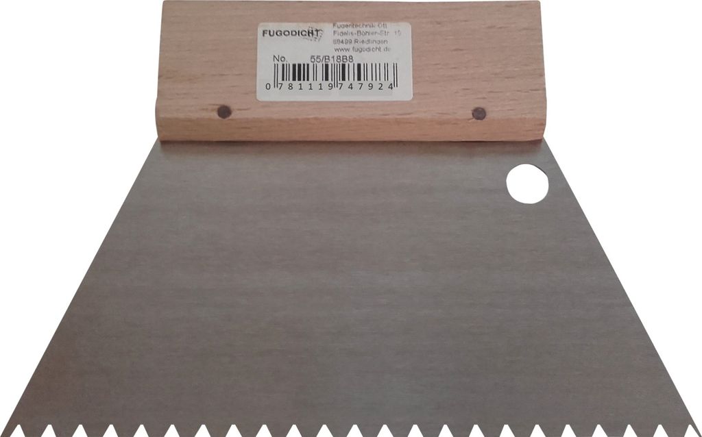 Leim Klebstoff Trapez Zahnspachtel Bodenleger 180mm x 130mm gezahnt B8 (4.0x4.0mm)