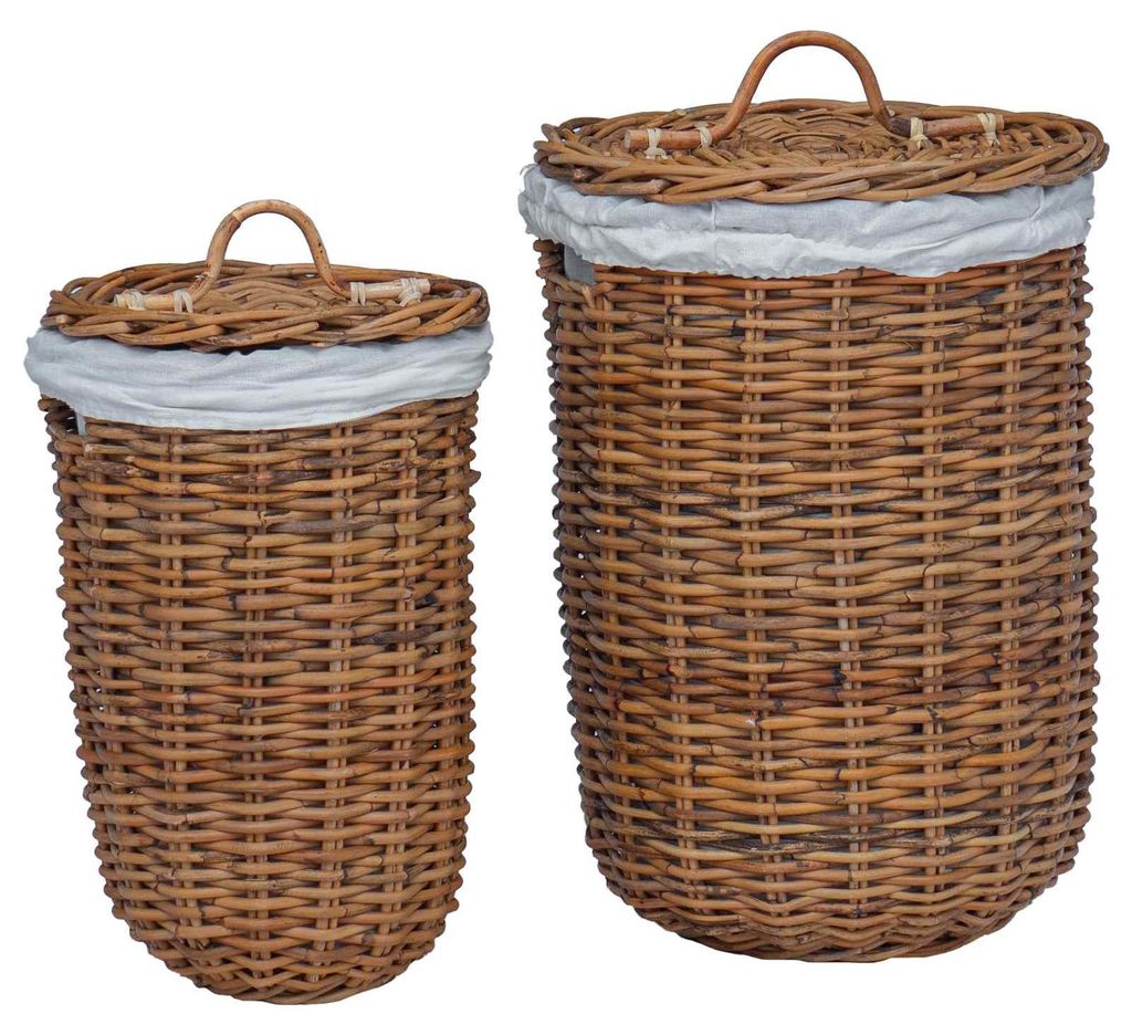 Wäschekorb 2 pcs Braun Kubu Rattan