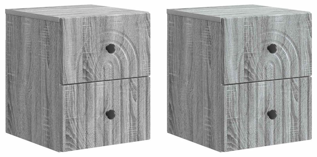 vidaXL Wandmontierter Nachttisch 2 pcs Graues Sonoma 33 x 34,5 x 40 cm