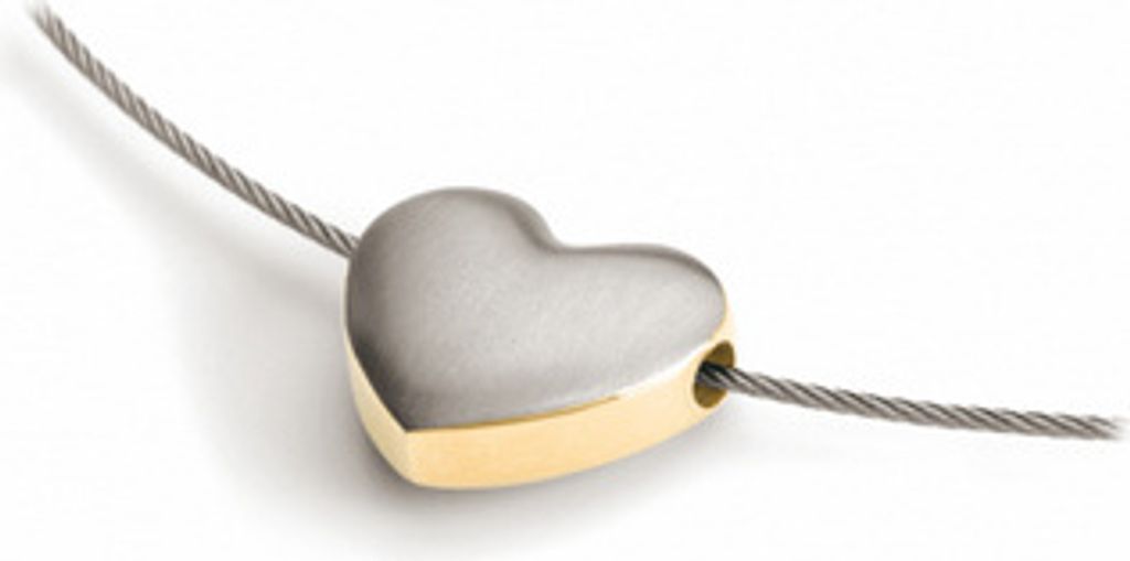Boccia Anhänger Herz Titan Gold plattiert 0708-01