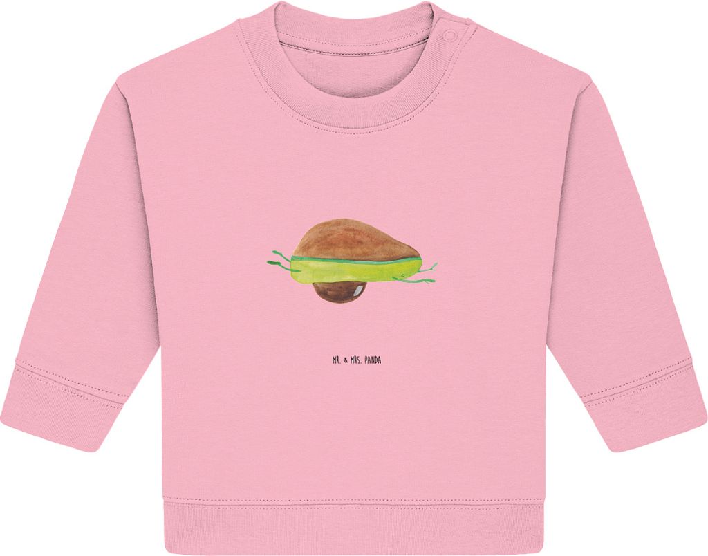 Mr. & Mrs. Panda Organic Baby Pullover Avocado Yoga 6. - 12. Monat - Baumwolle Pink - Geschenk, Haha, Hilfe, Humor, Sport, Bullover, Bauch