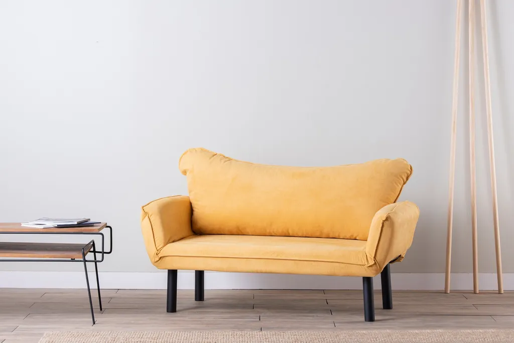Hanah Home Chatto-FTN1241 Canapé-lit Moutarde avec Cadre 100% Métal