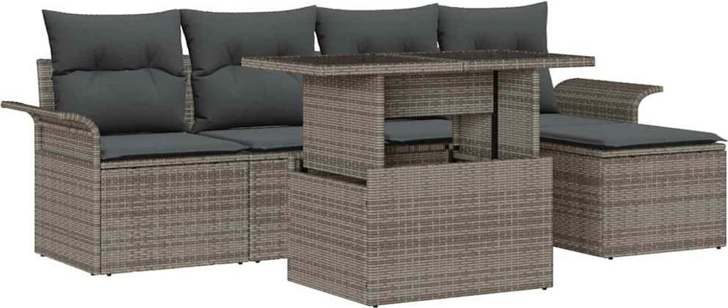 "2026 MODERNE" Gartensofa-set - elegantes Design - Sitzgruppe mit Sofa, Tisch - mit Kissen 6 pcs Grau Poly-Rattan - Terassenmöbel NeuMöbel779090