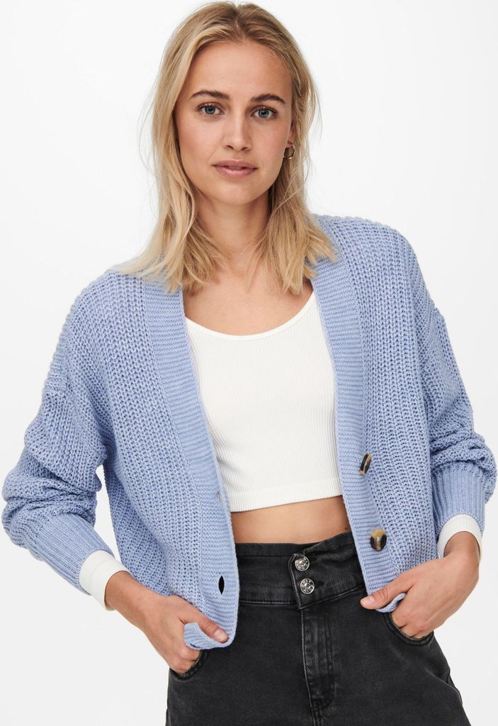 ONLY Kurze Strickjacke Langarm V-Ausschnitt Knitted Produktbild 5