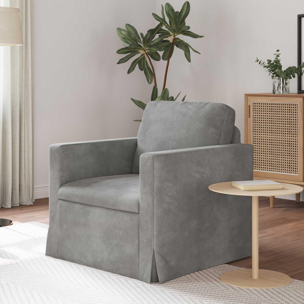"2026 Aktion"Sofa Couch 1 Personen - CLORIS - Wohnzimmer Sofa - Couchgarnitur/Sitzmöbel - Hellgrau Gesamtabmessungen: 78x78x80cm (BxTxH) - Klassis...