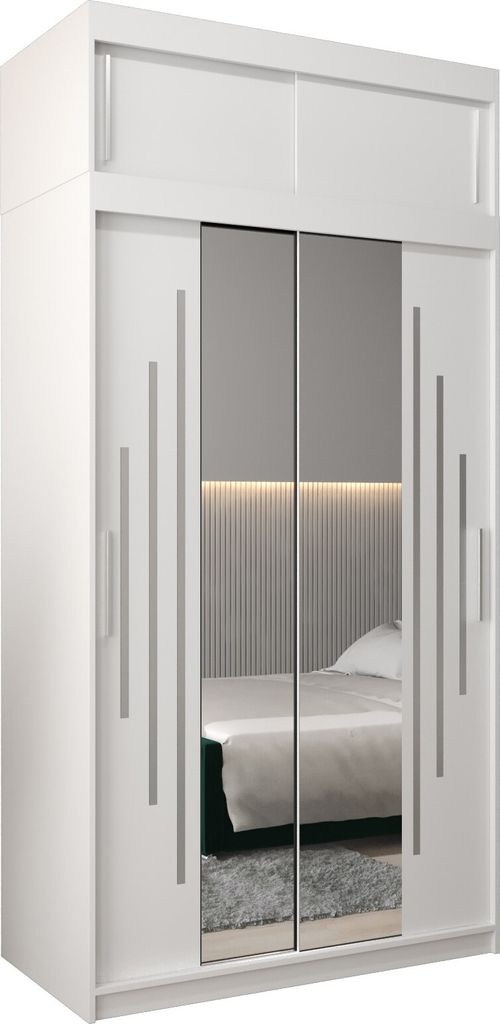 Kleiderschrank, Schiebetürenschrank Schlafzimmer, Schrank mit Spiegel YORK 1 120 mit Aufsatz, Höhe 240 cm