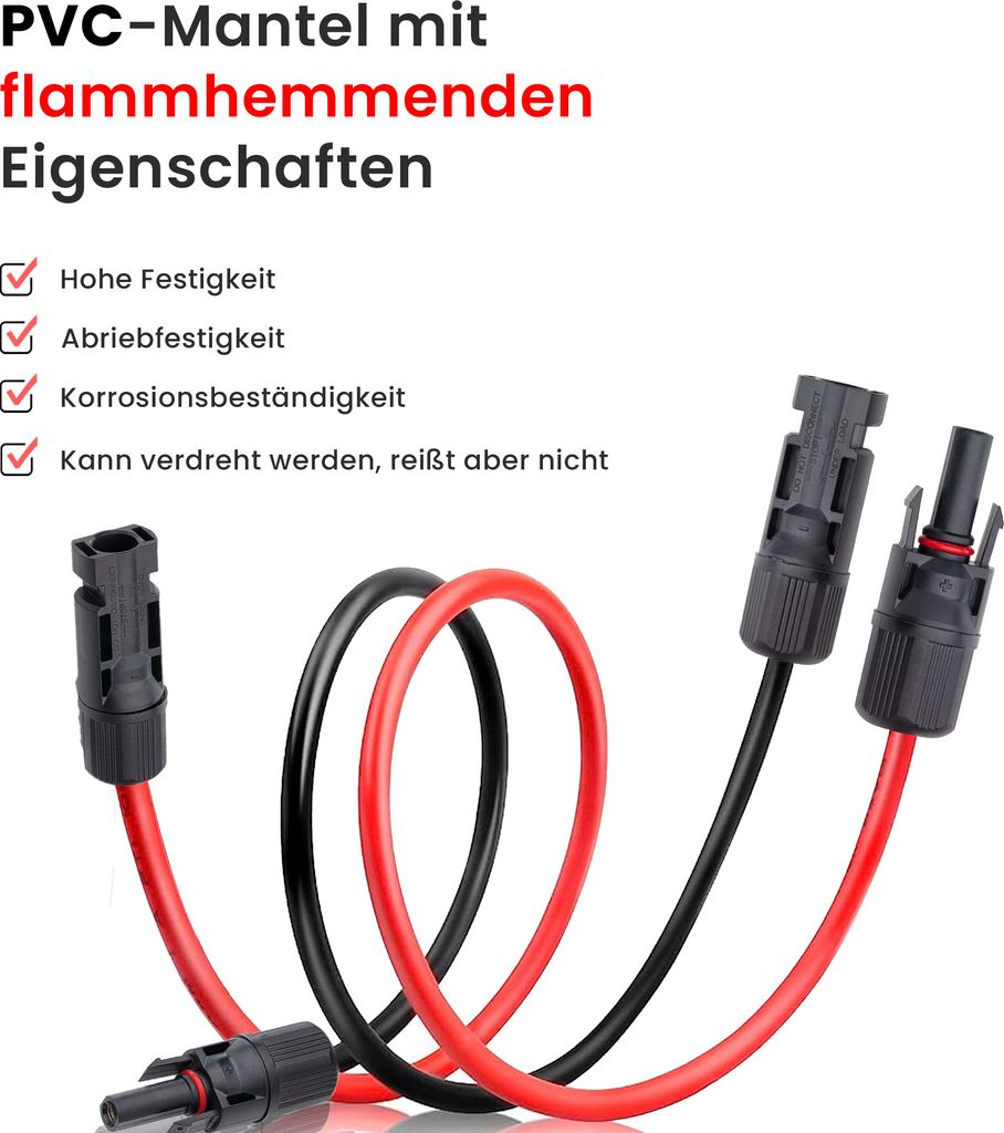 1 Paar Solarkabel Verlängerungskabel Stecker Buchse 6mm² Produktbild 3