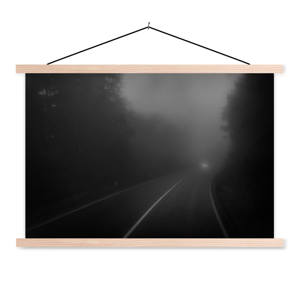 MuchoWow® Textilposter Wald - Nebel - Scheinwerfer - Auto Produktbild 