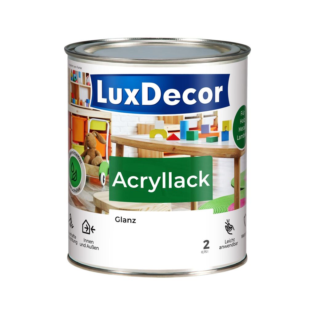 Acryllack 750ml Glanz Holzlack (02)Weißer Kristall Spielzeug Metall Möbel Lack