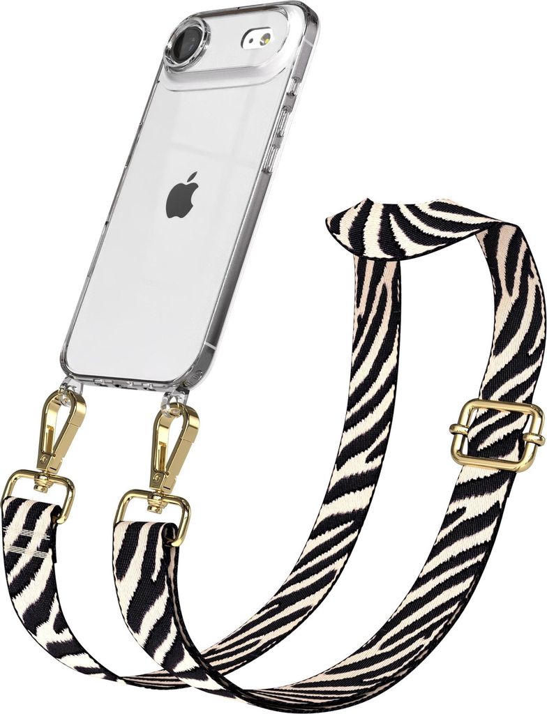 EAZY CASE Handykette - Verstellbarer Trageriemen kompatibel mit Apple iPhone Air, Handykordel mit transparenter Silikon-Hülle, Band in Schwarz