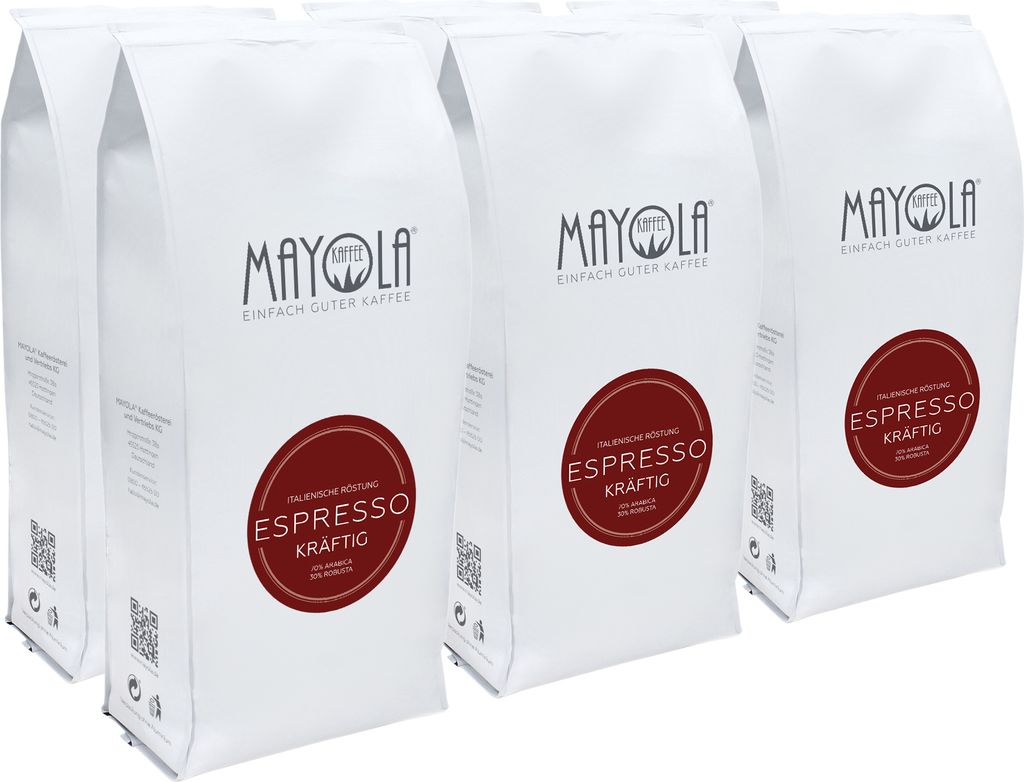 MAYOLA Espresso Kräftig, 6x1000g | ganze Bohne | fair & Produktbild 