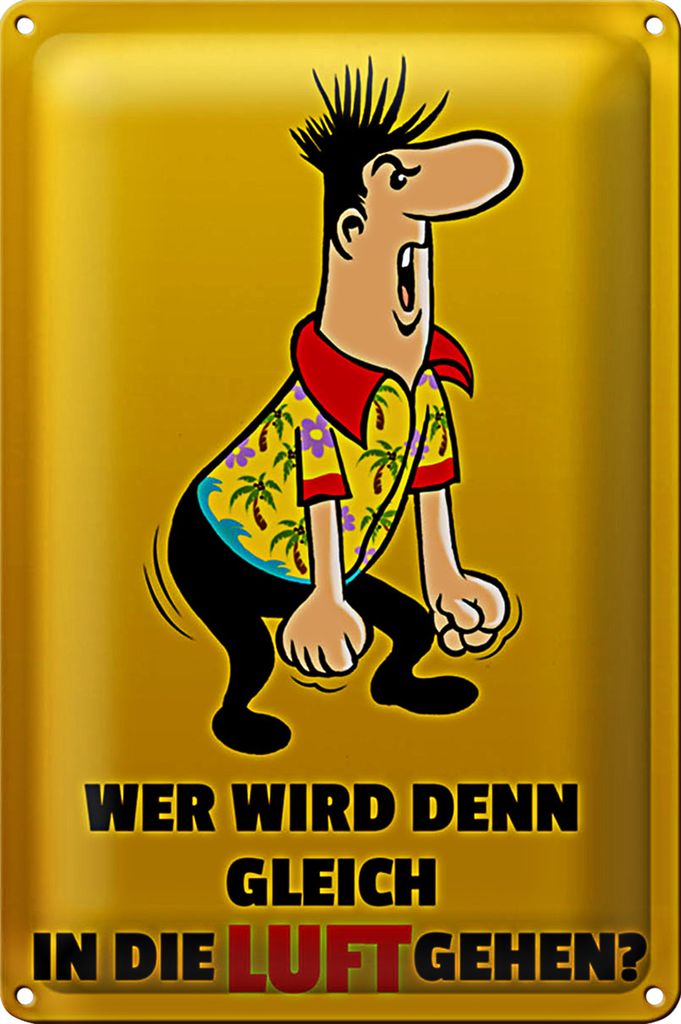 Blechschild Spruch 18x12cm Wer wird denn gleich in Luft gehen
