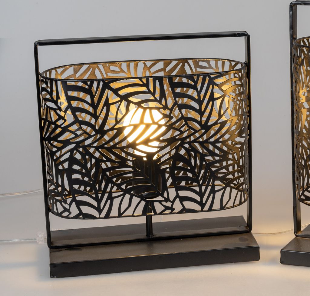 Tischlampe, Leuchte BLÄTTER 30x32cm matt schwarz aus Metall Formano WA