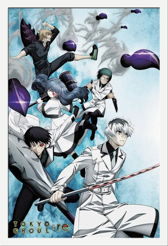 Tokyo Ghoul - Poster - RE - Key Art 2 + cornice rimovibile, Shinsuke® Maxi MDF bianco, vetro acrilico