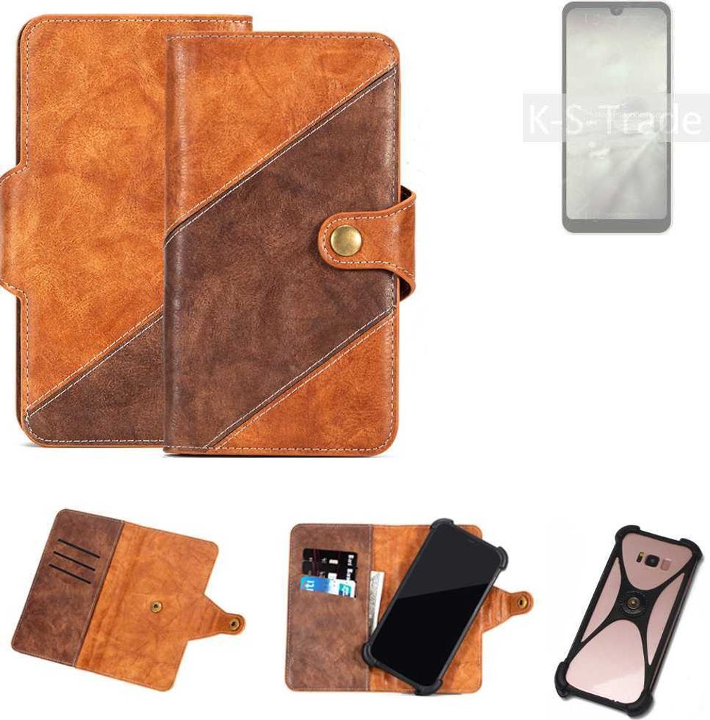 K-S-Trade Handyhülle Schutzhülle Bookstyle Case Wallet-Case kompatibel mit Sharp Aquos Wish2 Cover Klapphülle Kantenschutz Smartphone dunkelbraun