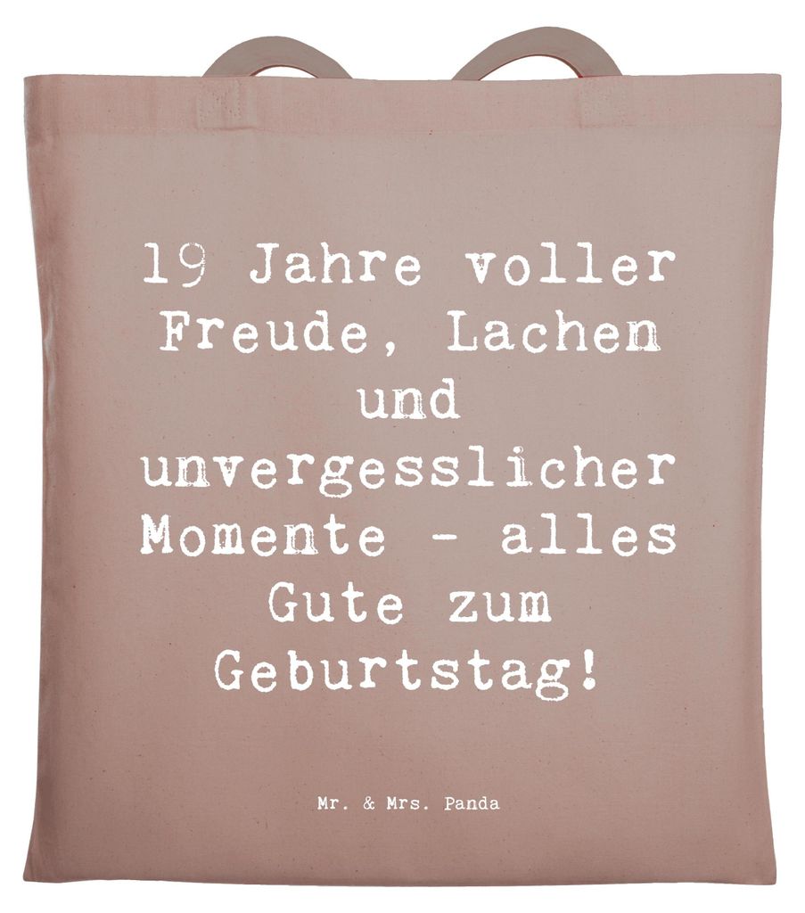 Mr. & Mrs. Panda Schultasche Spruch 19. Geburtstag Freude - Braun Pastell - Geschenk, Happy Birthday, Geburtstagsgeschenk, Einkaufstasche, schöne ...