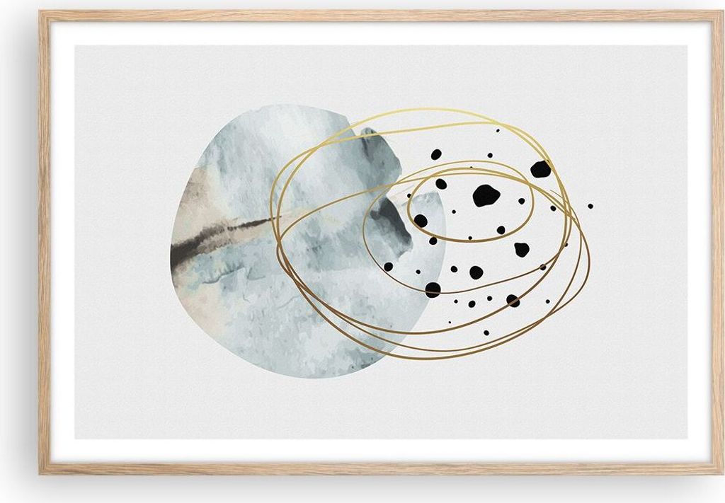 Gerahmtes Poster - Rahmen in heller Eiche - Modern Abstraktion Flecken - 91,5x61 cm - Wand Bild - Wanddeko - Wandbilder - Kunstposter - Wandposter ...