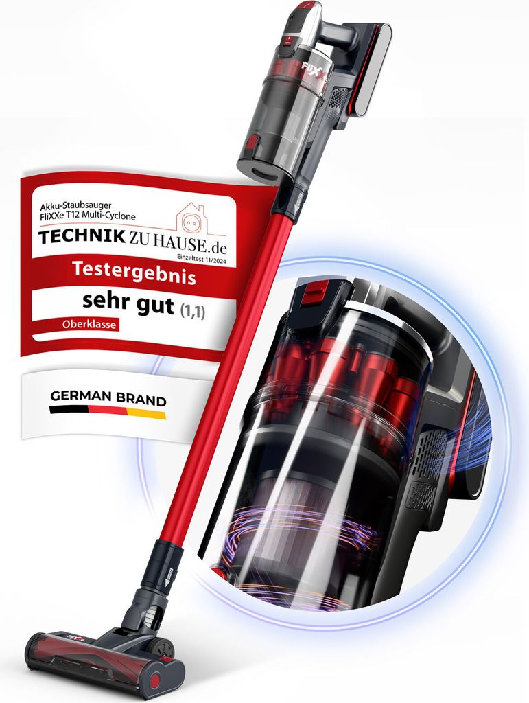 Flixxe FliXXe T12 Akku-Sauger mit 12 Kammern-Zyklonen-Technologie