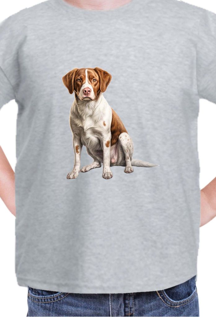 Kinder T-Shirt Dogs Breeds Brittany Dog Breed 006, 12-13 Jahr - 152 / Grau