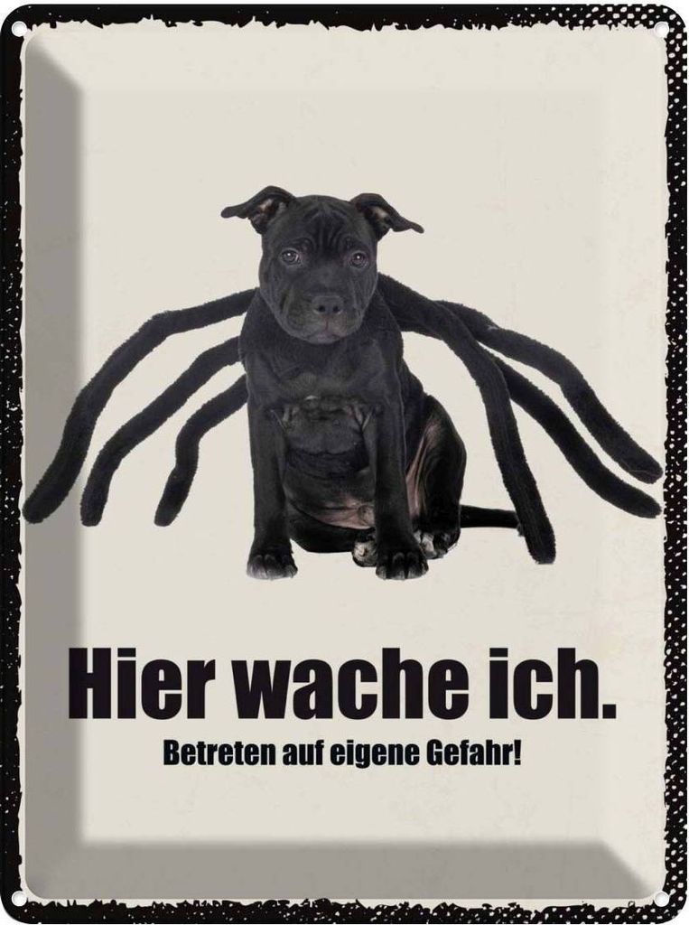 vianmo Blechschild 40x30 cm Hund hier wache ich eigene Produktbild 